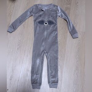 Carter's Gray Velour Raccoon Zip One-Piece